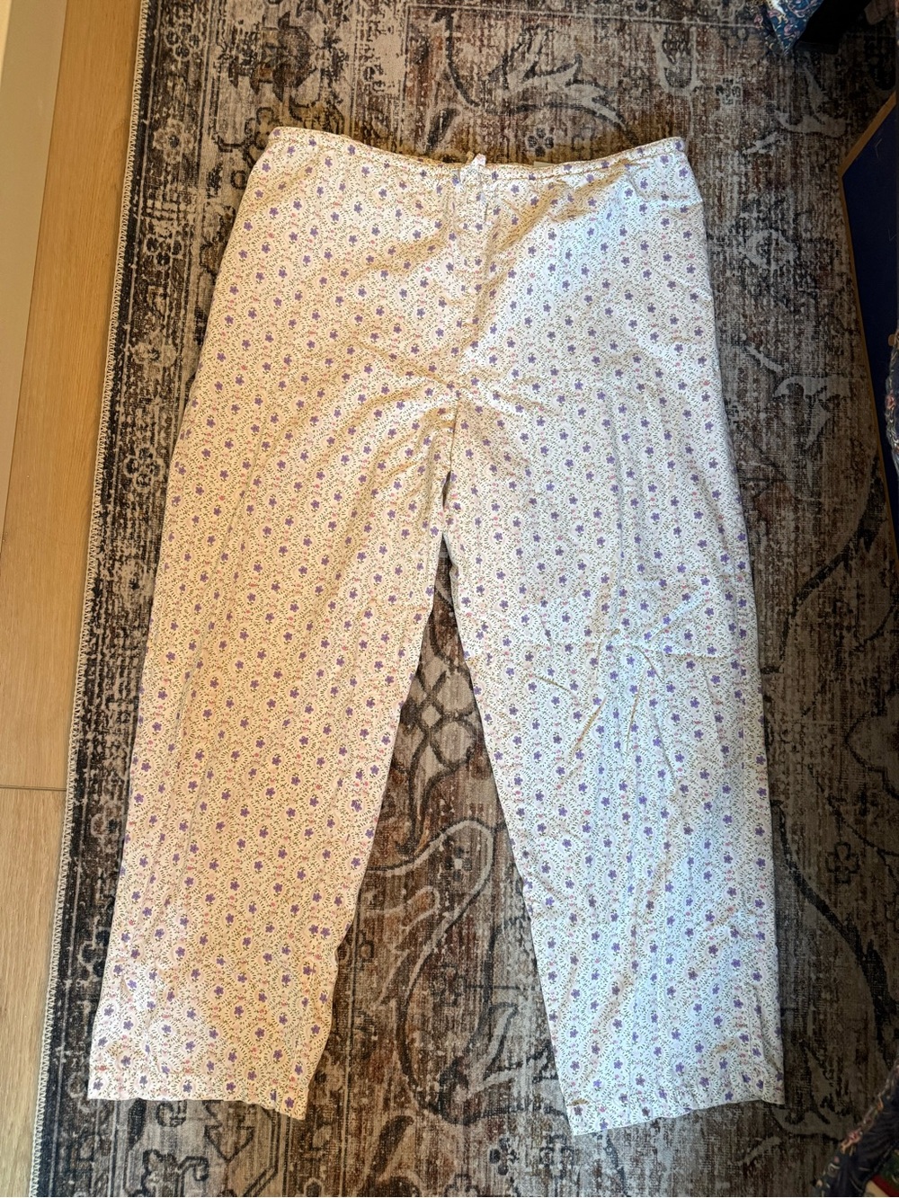 Xhilaration White Floral Pajama Pants with Purple Print
